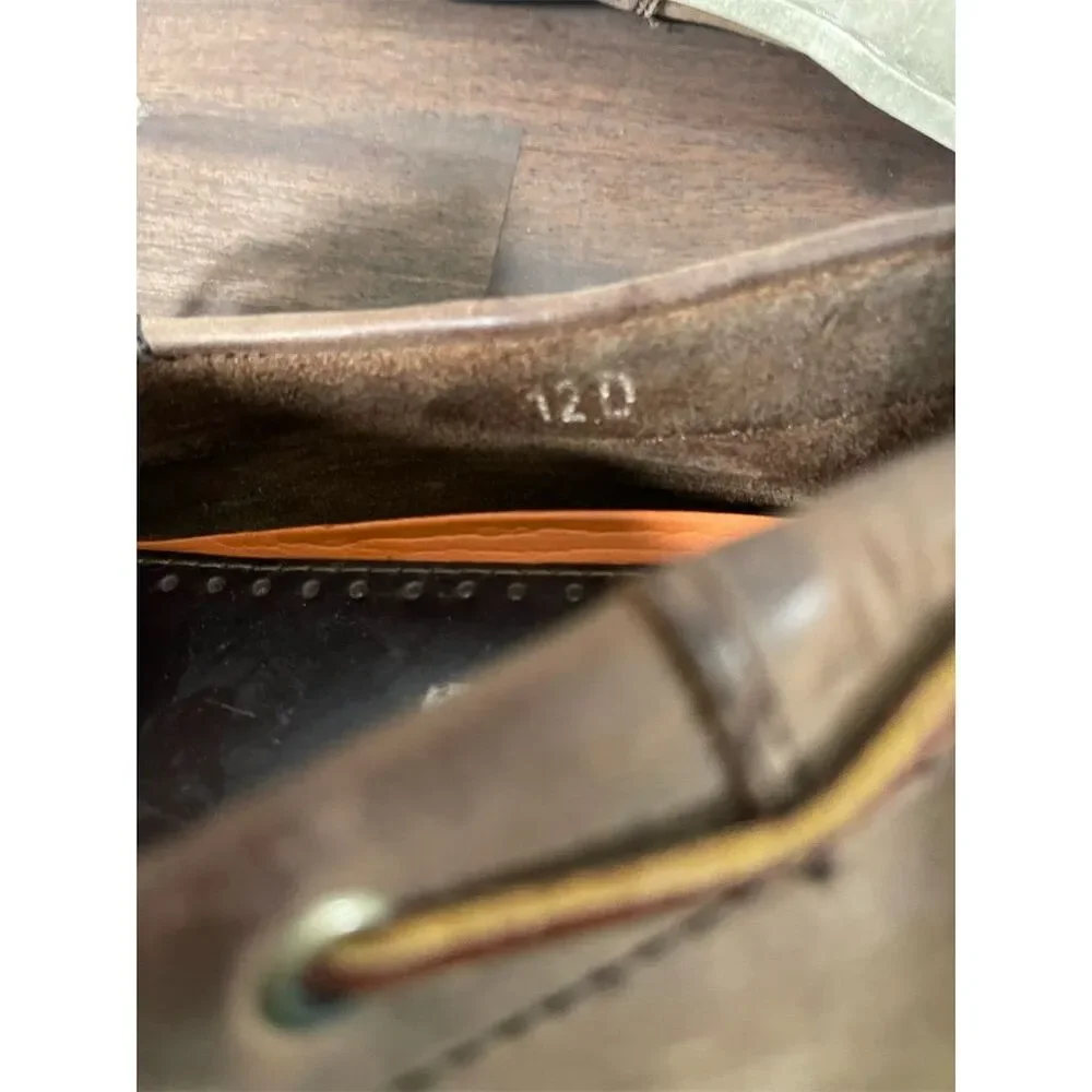 Joseph Abboud Men's Brown Leather Boat Shoes Size 12 Casual Lace Up